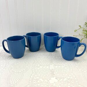 Set Of 4 Corelle Stoneware Coffee Tea Mugs 10 Oz Blue